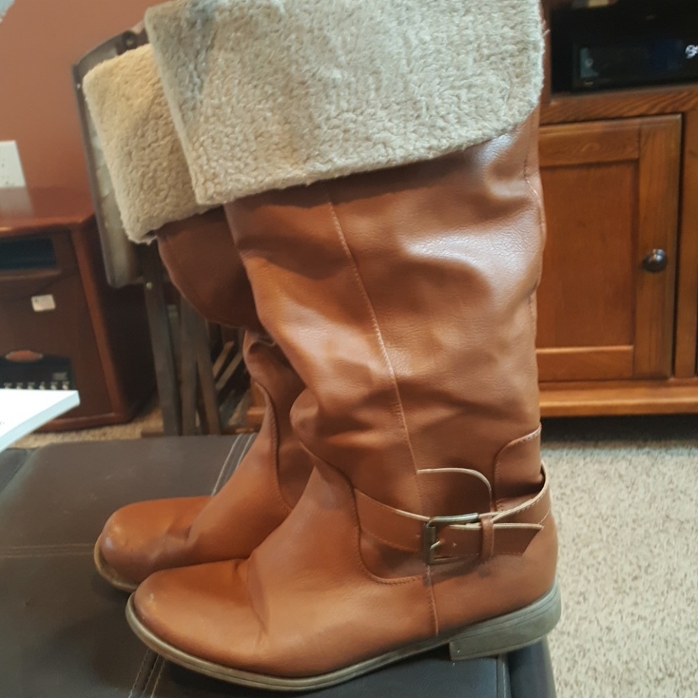 Brown Tall Fold-Down Boots